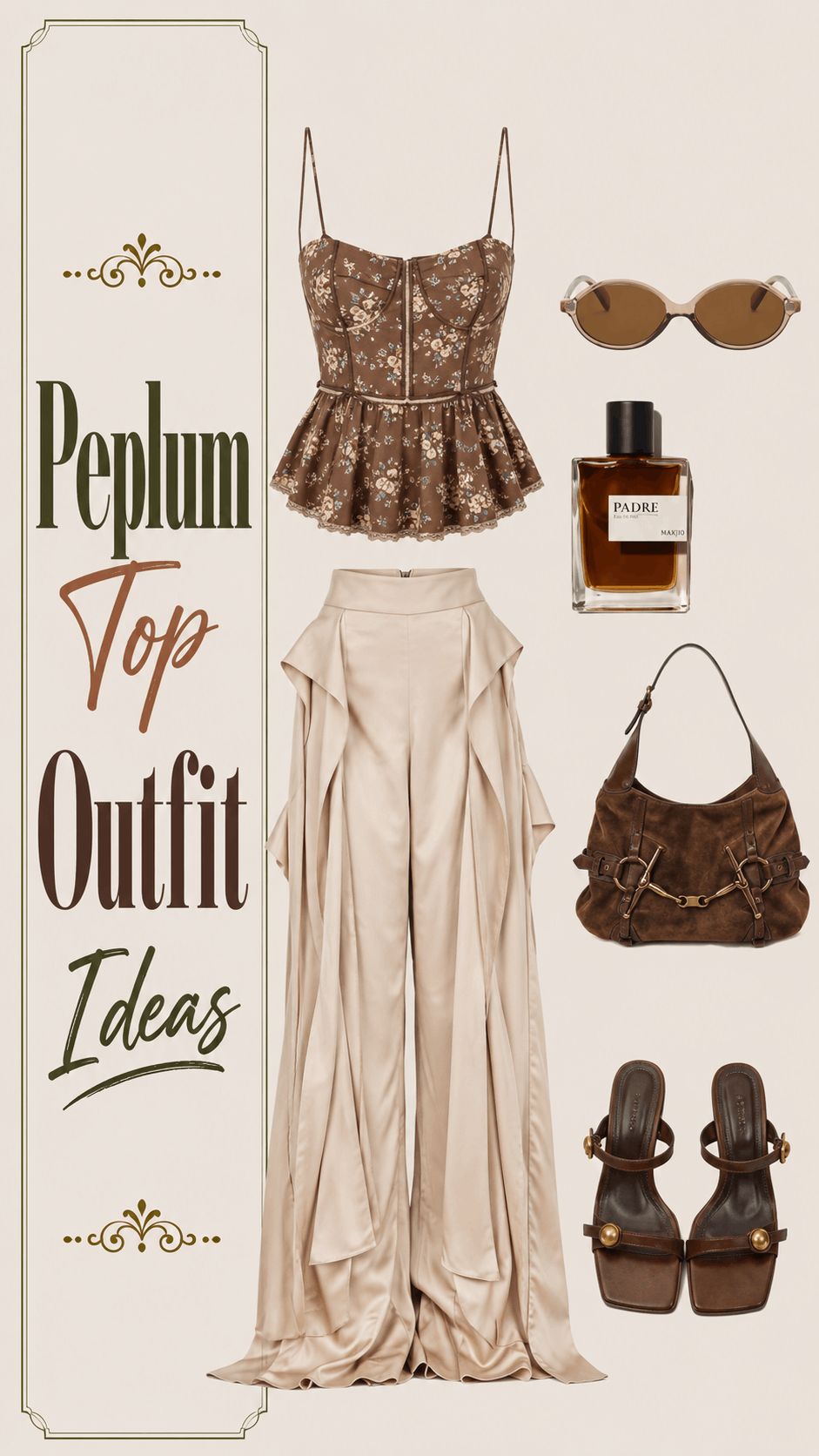 Peplum top polished pants outfit idea