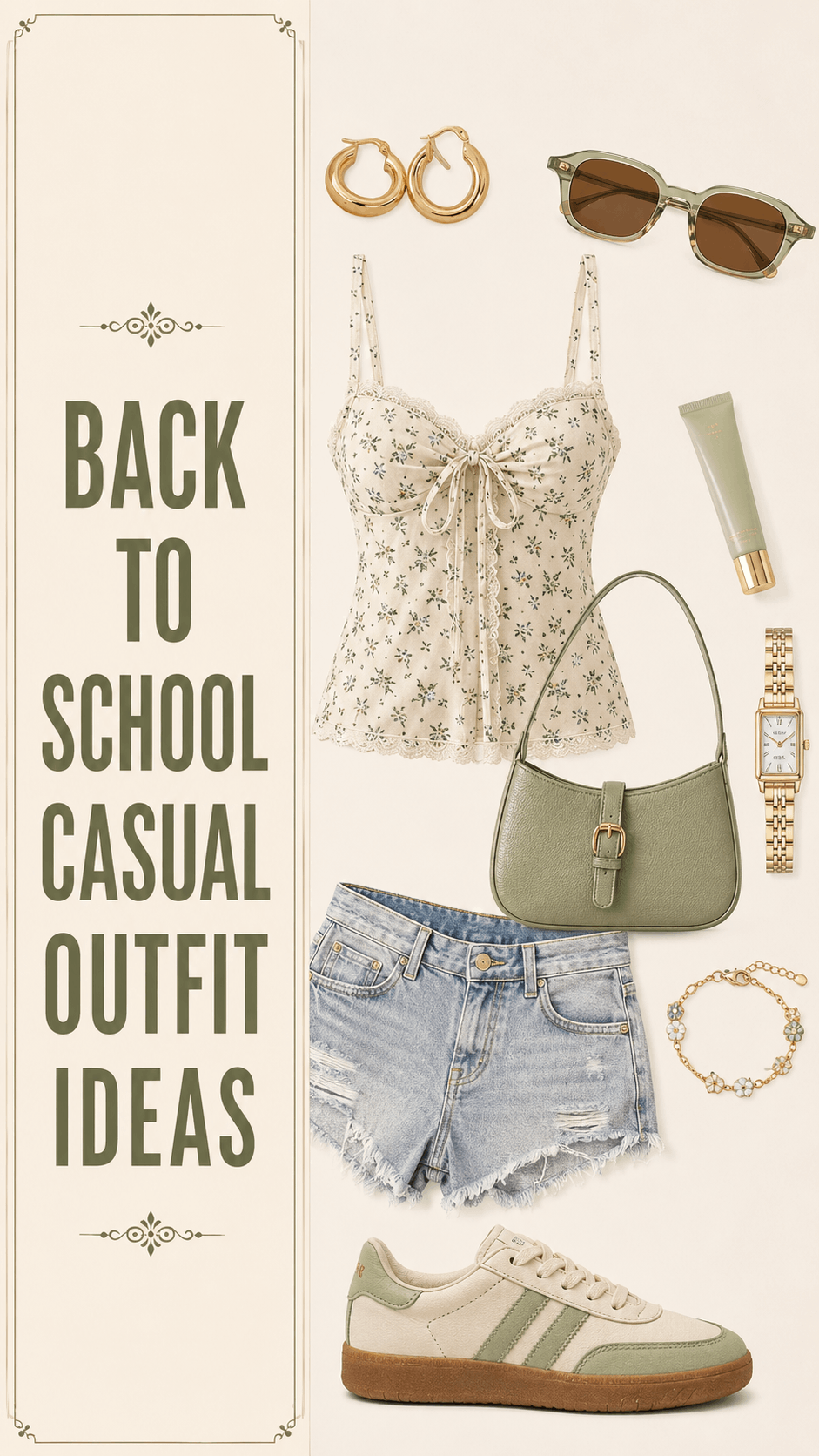 Back to school casual floral top outfit idea