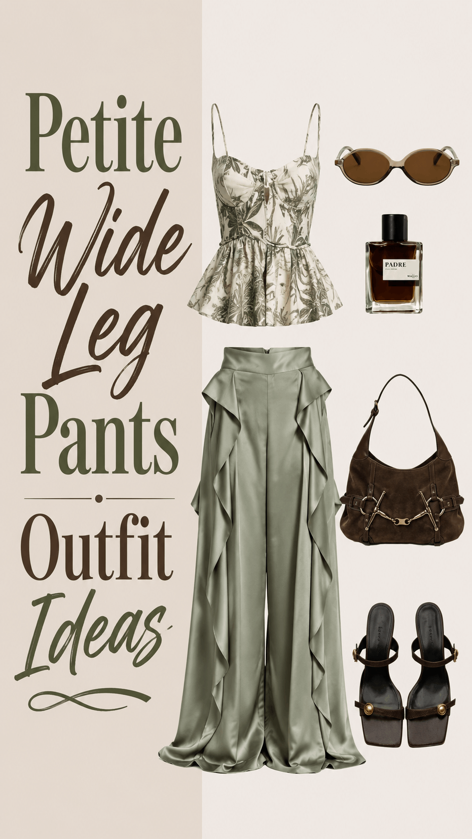 Petite wide leg pants outfit with floral peplum top