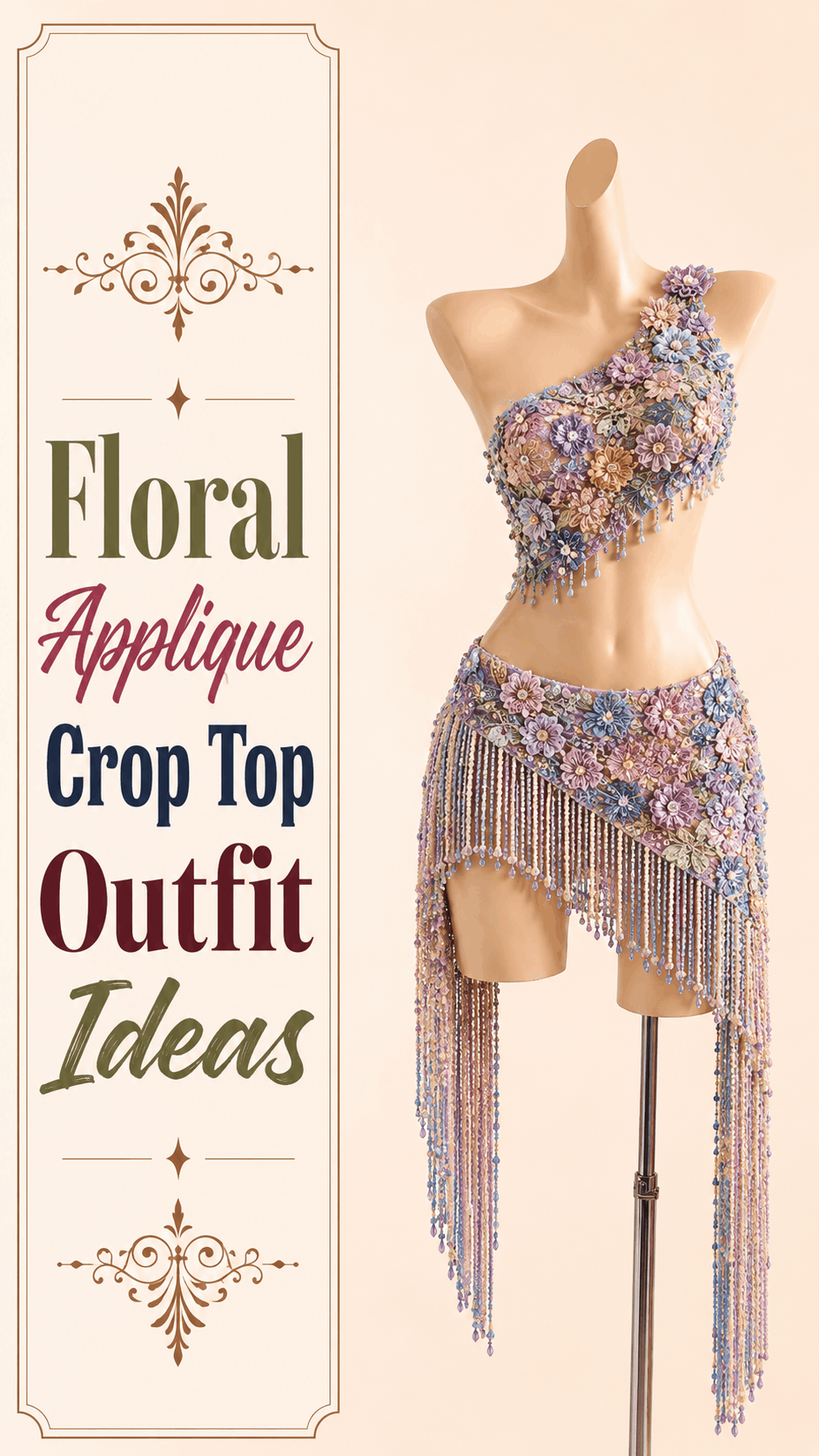 Romantic pastel floral applique party outfit