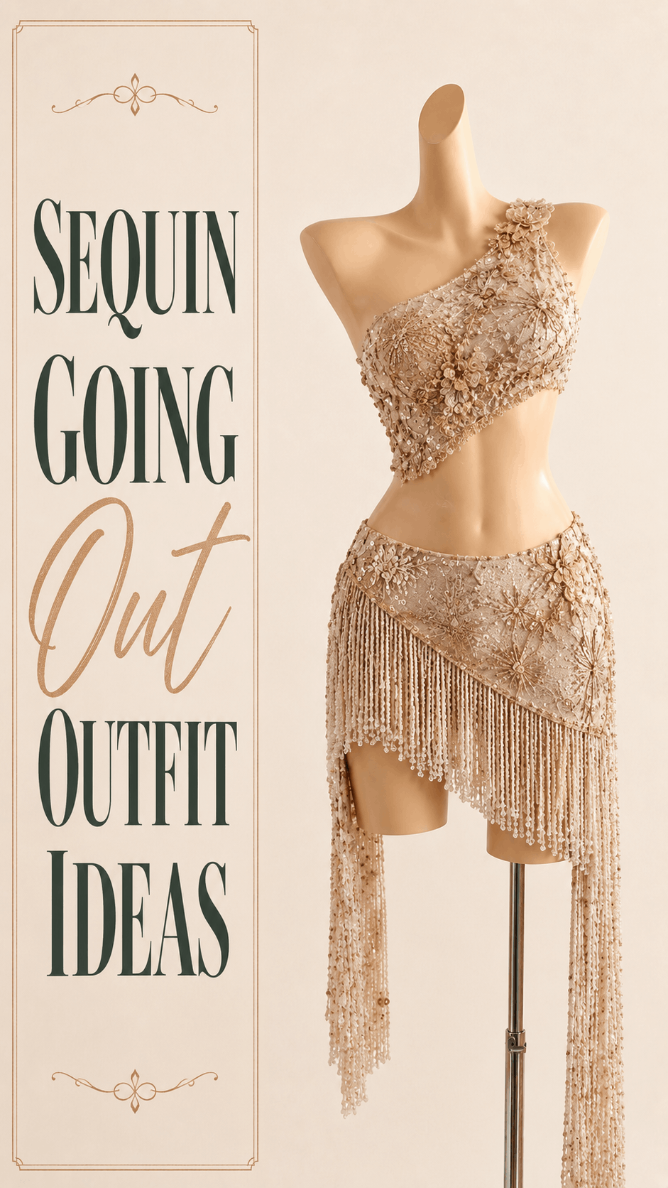 Soft gold floral sequin going-out outfit