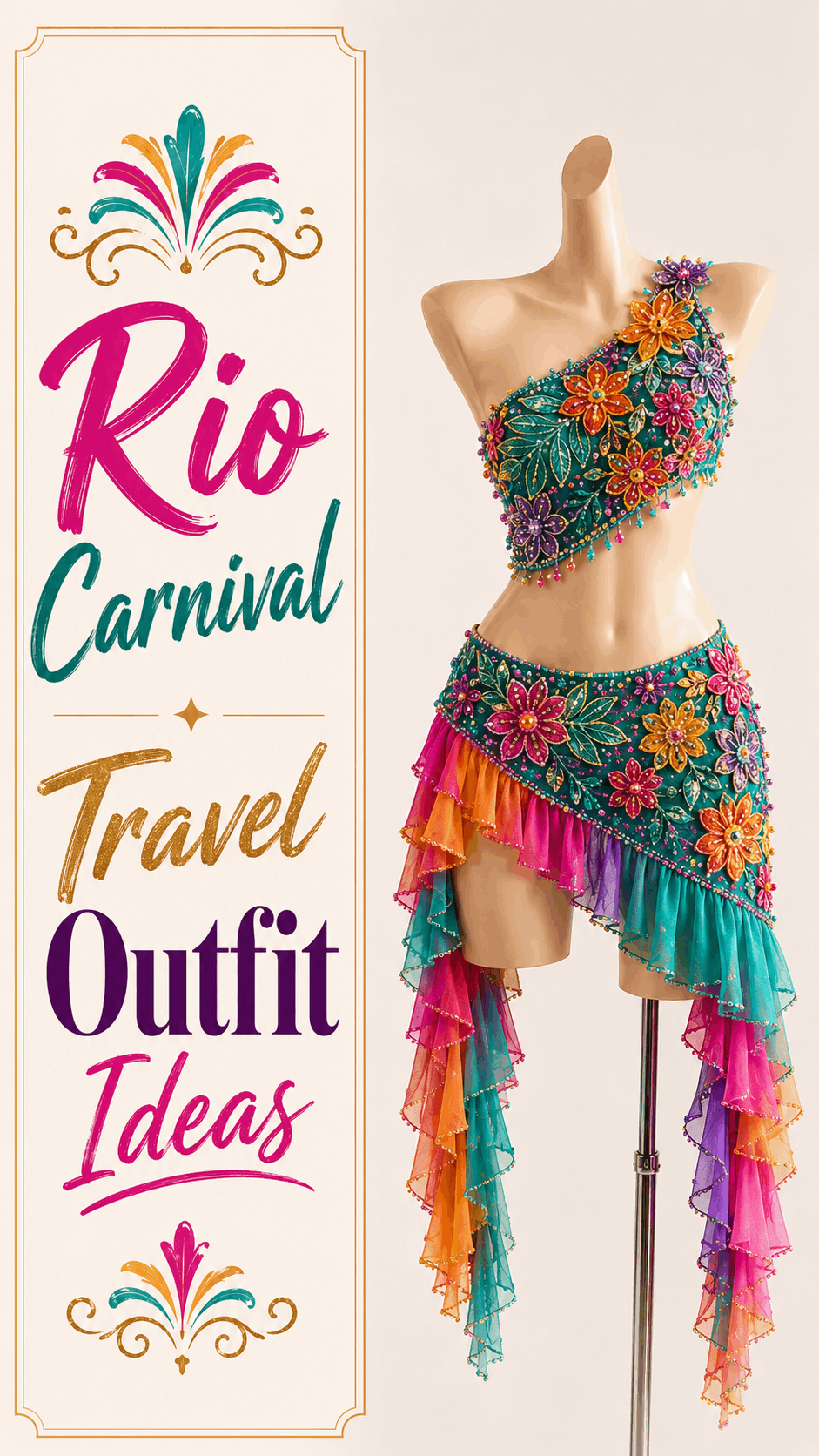 Colorful Rio Carnival floral beaded outfit