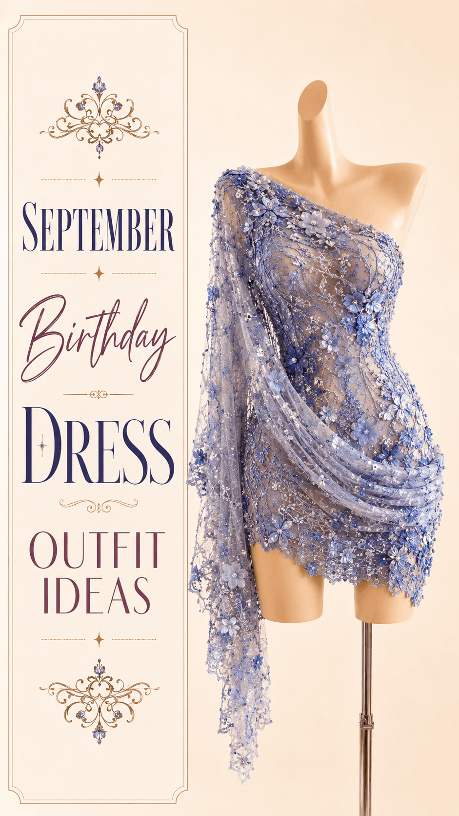 Periwinkle one-shoulder floral sequin birthday mini dress