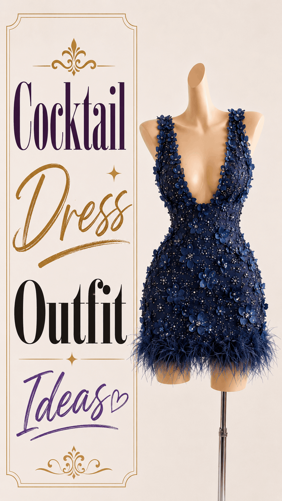 Midnight navy floral embellished cocktail mini dress