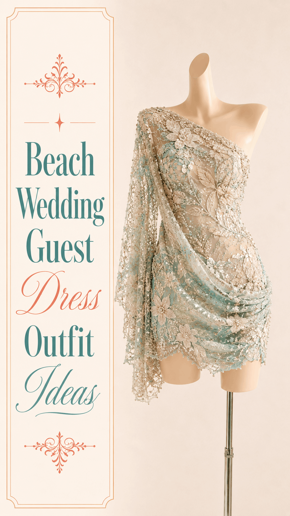 Seafoam one-shoulder embellished beach wedding guest mini dress