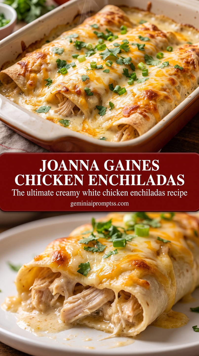 creamy baked chicken enchiladas, a homemade comfort-style version with flour tortillas, creamy green sauce, chicken, and cheese