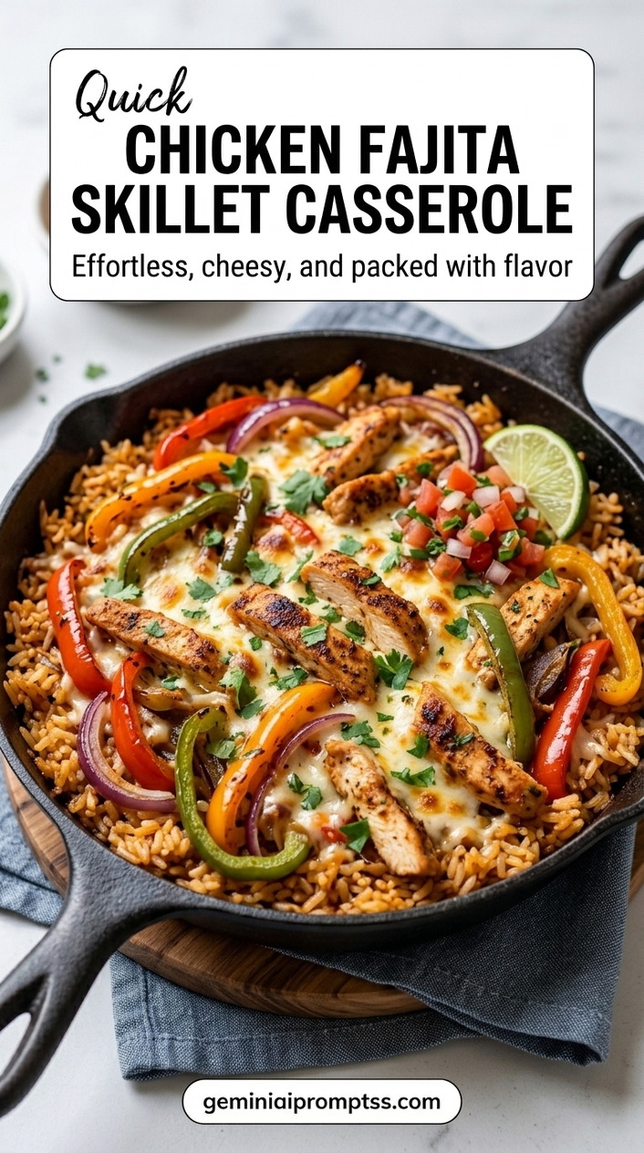 Chicken Fajita Skillet Casserole finished recipe with one-pan skillet cooking