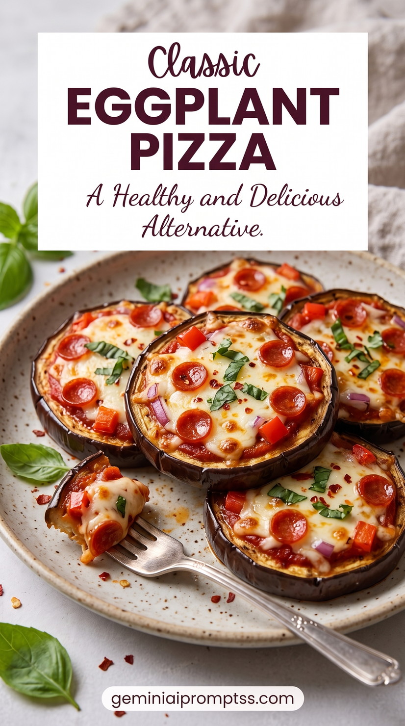 Mini Eggplant Pizza Rounds showing small eggplant pizza rounds with tomato sauce, melted cheese, and savory topping slices