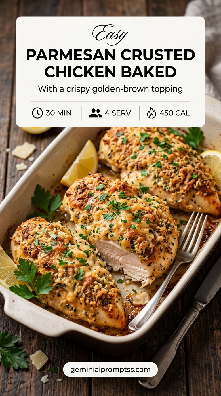 Easy Parmesan Crusted Chicken Baked finished recipe