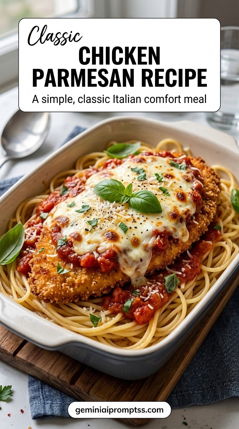 Classic Chicken Parmesan Recipe finished recipe with a simple home-cooked method