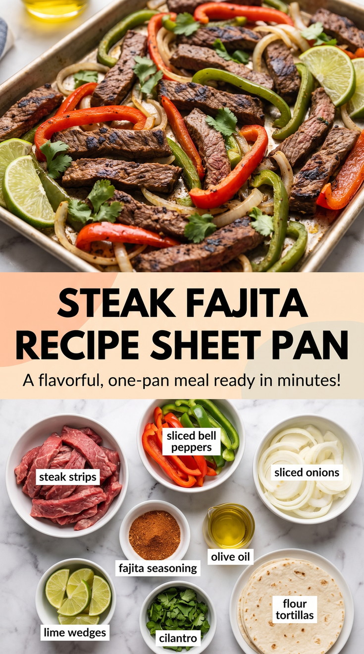 Sheet-Pan Steak Fajitas - sizzling fajita-style protein with colorful peppers and onions