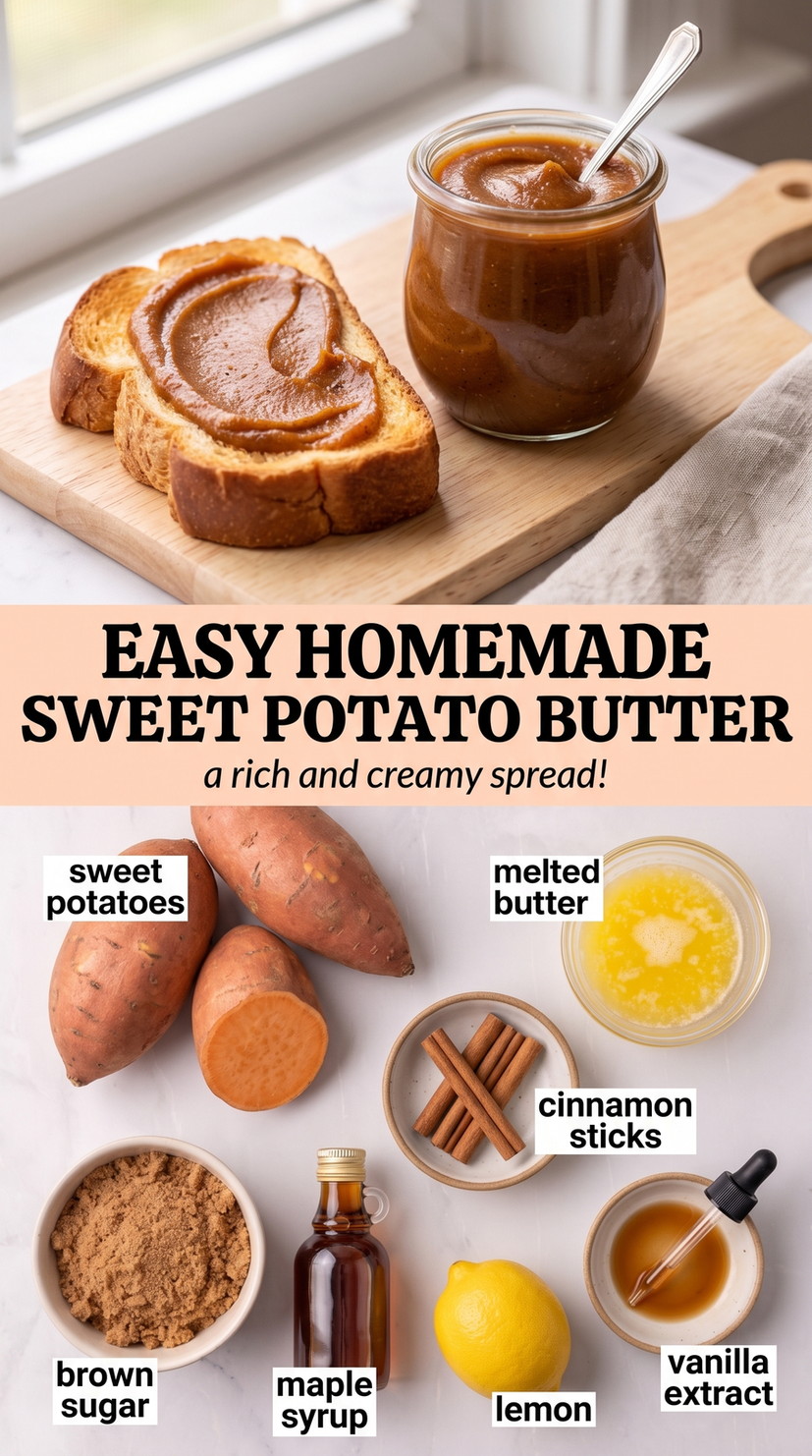 Sweet potato butter recipe finished dish made with sweet potatoes, melted butter, and brown sugar