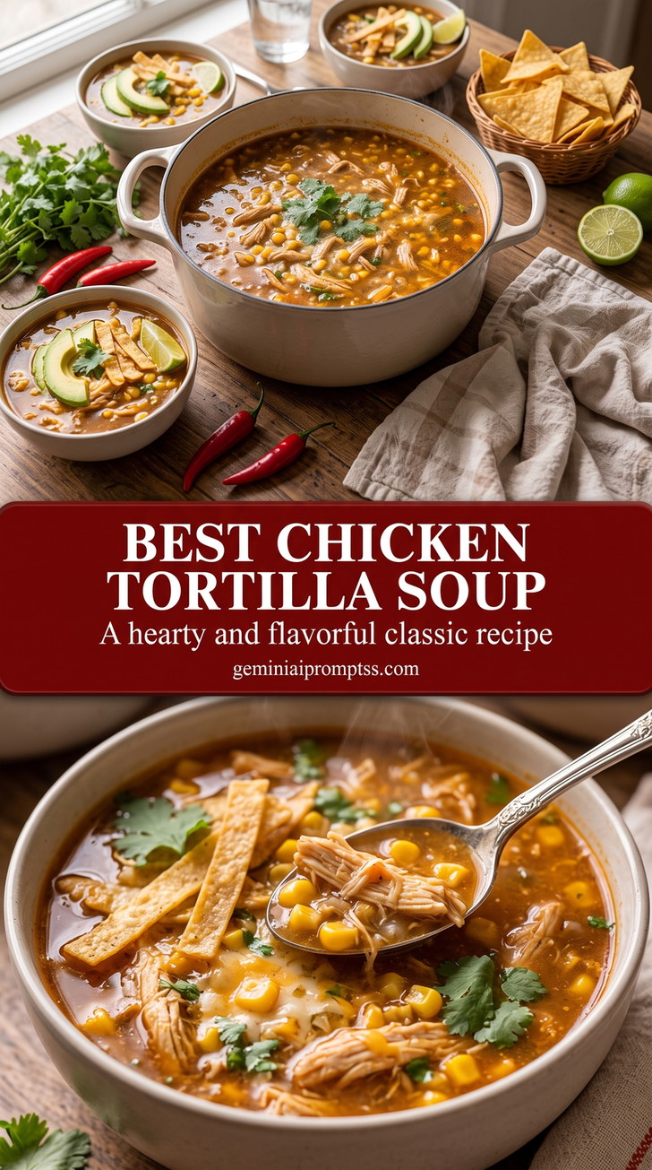 Chicken Tortilla Soup with Black Beans and Corn finished dish with chicken tortilla soup with black beans and corn