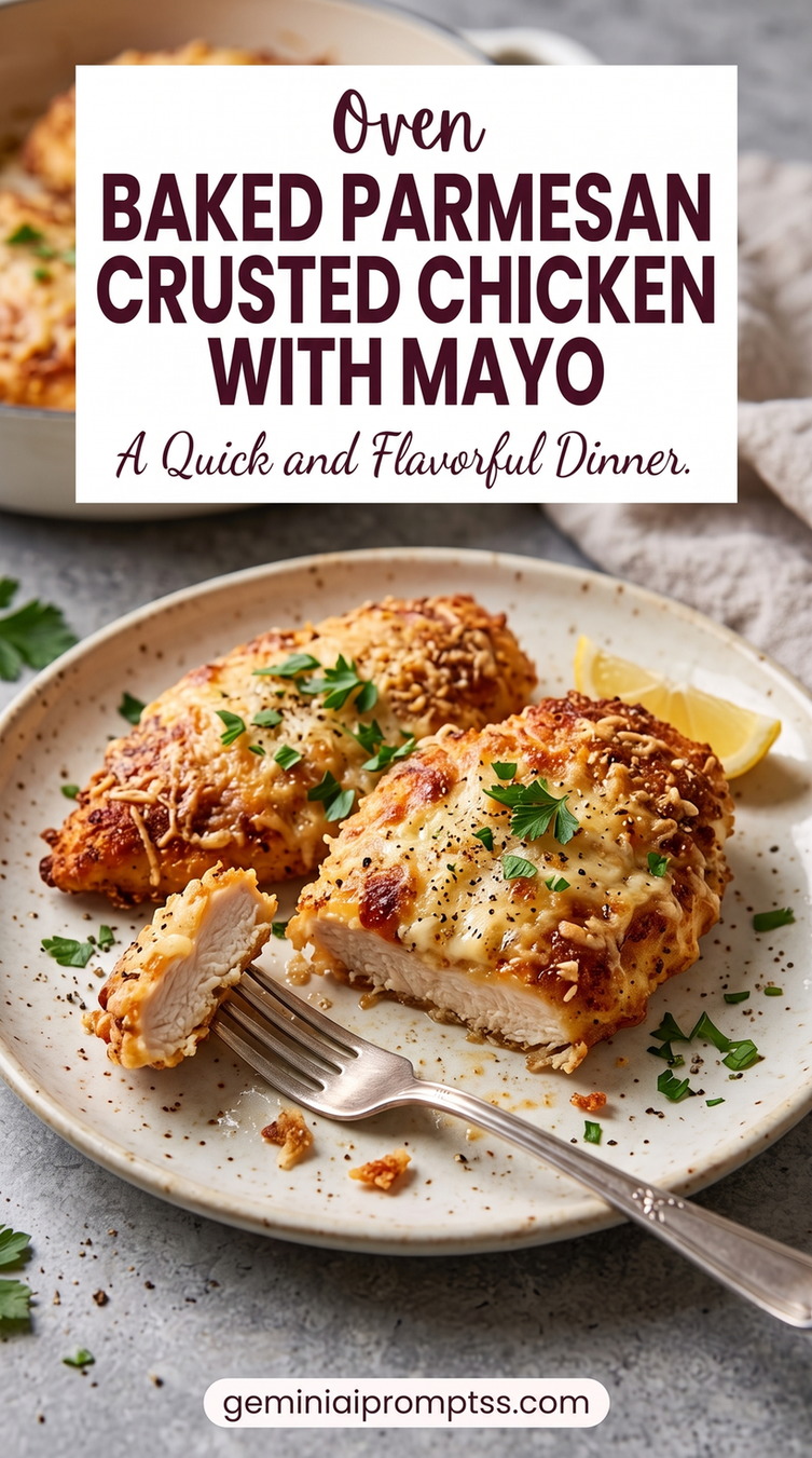 Parmesan-Crusted Chicken Without Breadcrumbs with chicken, golden Parmesan crust, herbs
