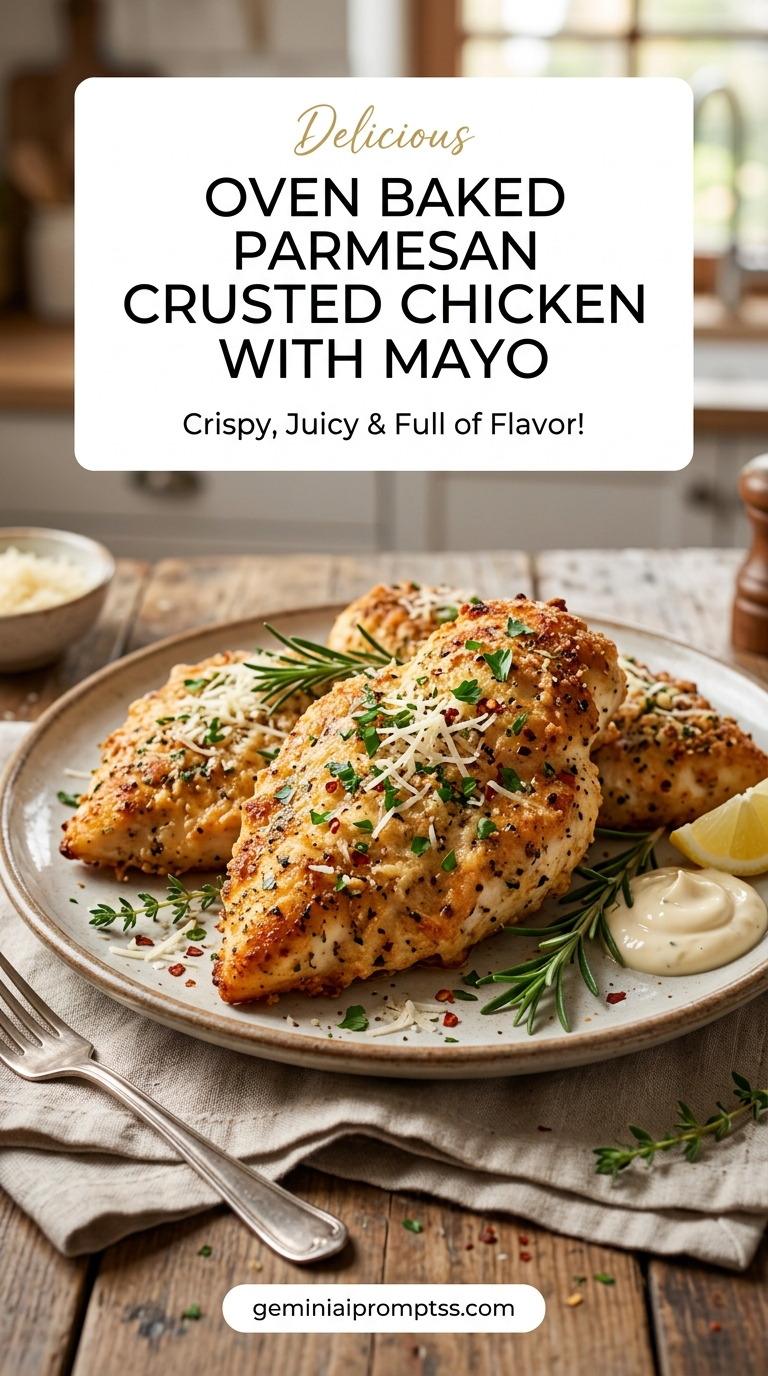 Oven Baked Parmesan Crusted Chicken with Mayo finished recipe
