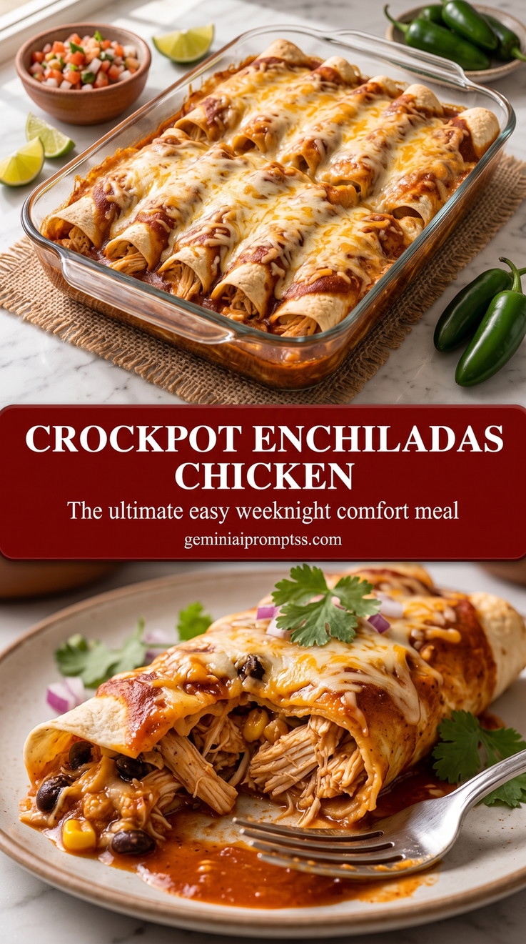 Slow-Cooker Chicken Enchiladas with Red Sauce finished dish with slow-cooker chicken enchiladas with red sauce