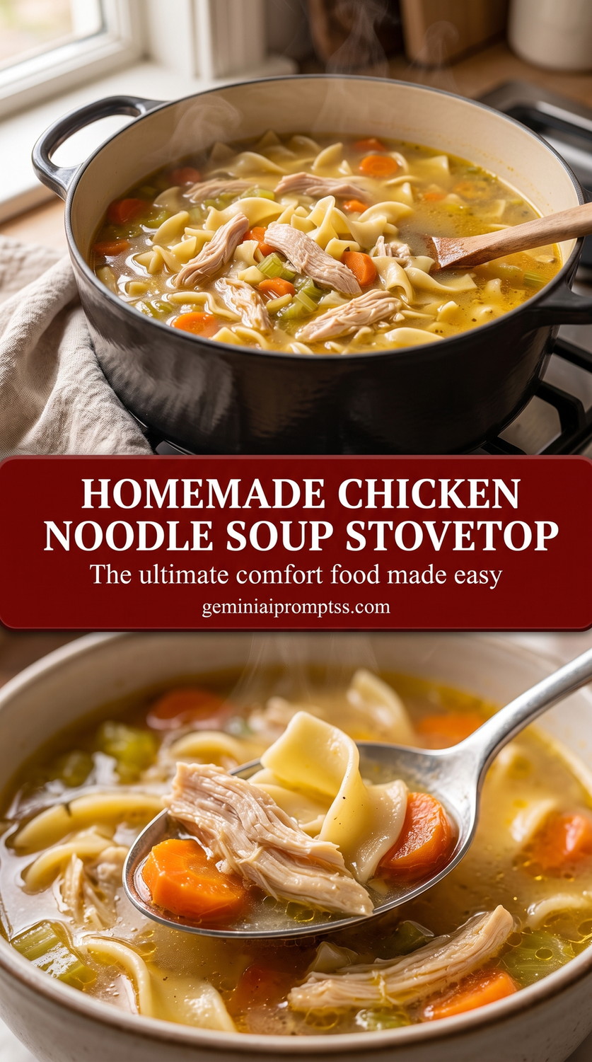 Quick Stovetop Chicken Noodle Soup with Parsley finished dish with quick stovetop chicken noodle soup with parsley