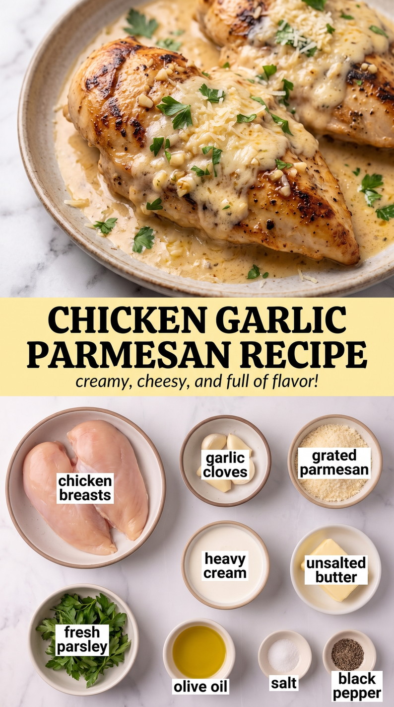 Chicken Garlic Parmesan Recipe - creamy garlic Parmesan chicken with a rich pan sauce