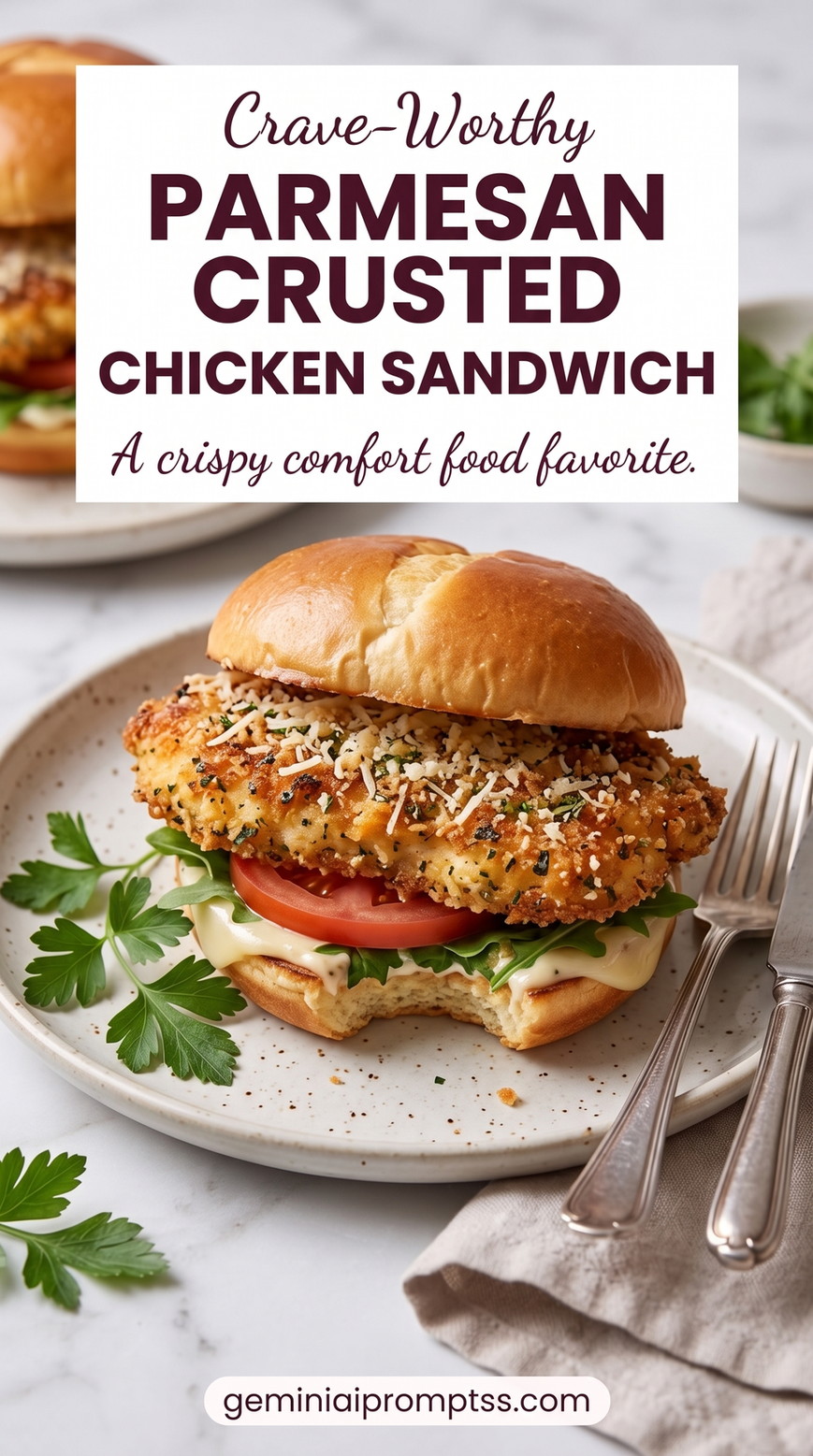 Chicken Caesar Sandwiches with crispy chicken, lettuce, tomato, sandwich roll