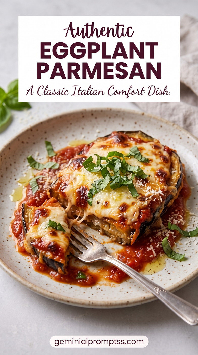 Skillet Eggplant Parmesan Stacks showing crisp eggplant parmesan stacks with tomato sauce, browned cheese, and basil