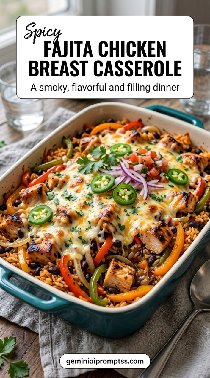 Fajita Chicken Breast Casserole finished recipe with a simple home-cooked method