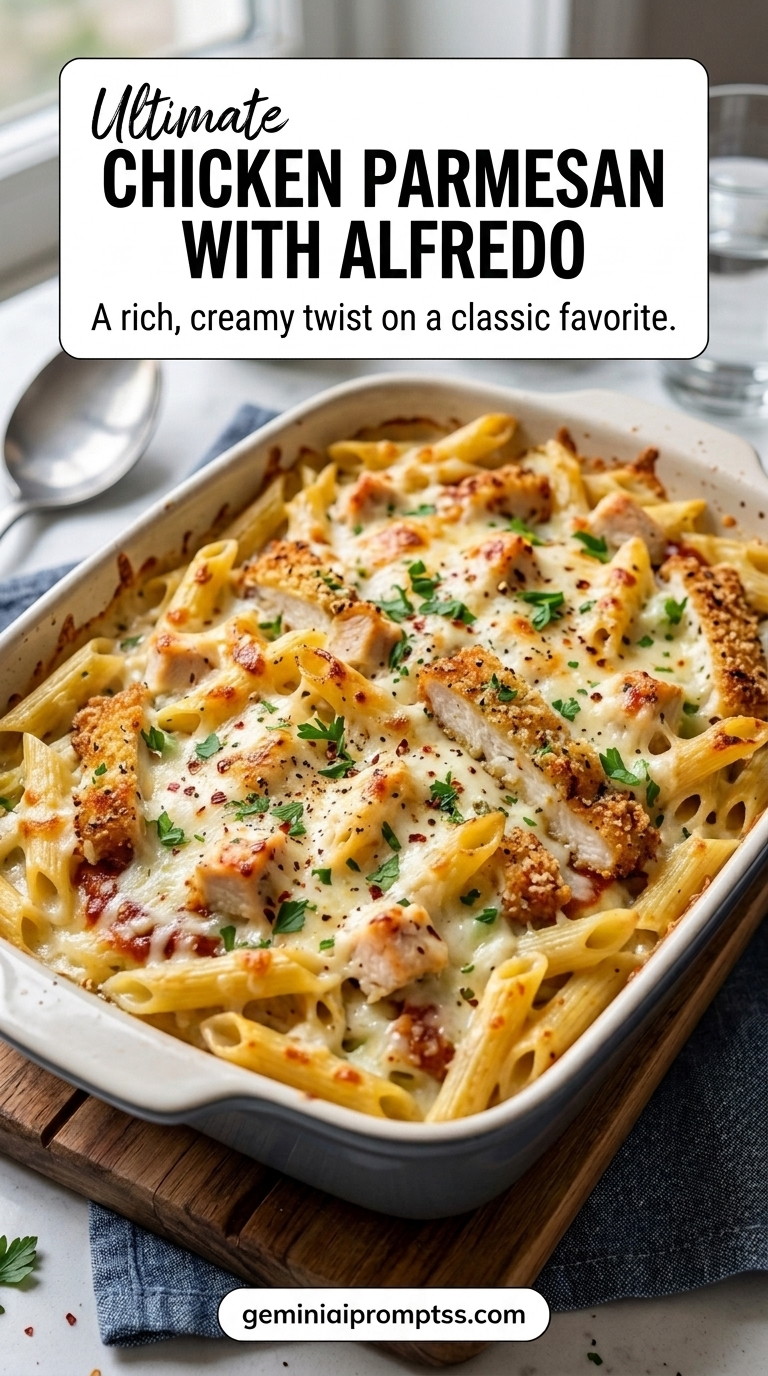 Chicken Parmesan Recipe With Alfredo finished recipe with a simple home-cooked method
