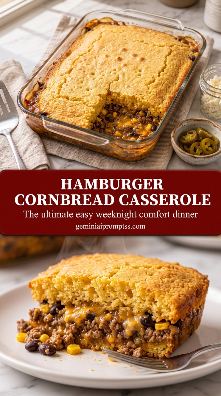 hamburger cornbread casserole with a hamburger casserole with ground beef, black beans, corn, melted cheddar, and a thick golden cornbread top