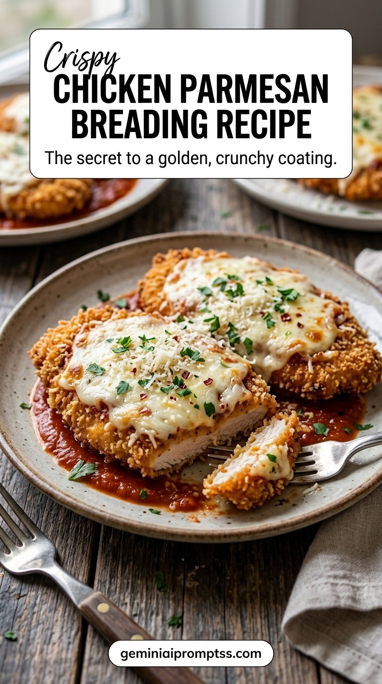 Chicken Parmesan Breading Recipe finished recipe with a crisp breading with good coverage