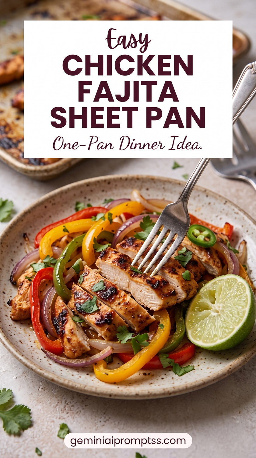 Oven-Baked Chicken Fajitas with chicken, bell peppers, onion, lime