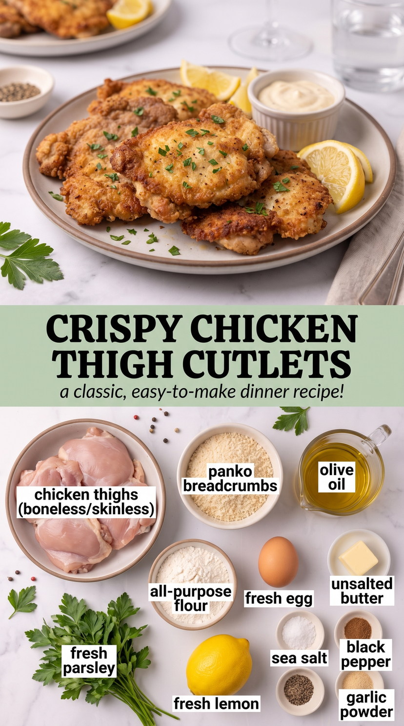 Chicken Thigh Cutlets with Garlic-Soy Glaze prepared as a finished chicken thigh cutlet recipe recipe with browned cutlets ready to serve