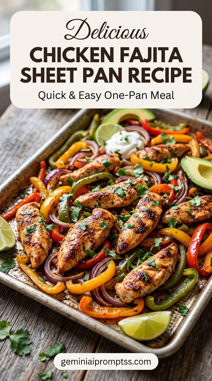 Chicken Fajita Sheet Pan Recipe finished dish with bell peppers, onion