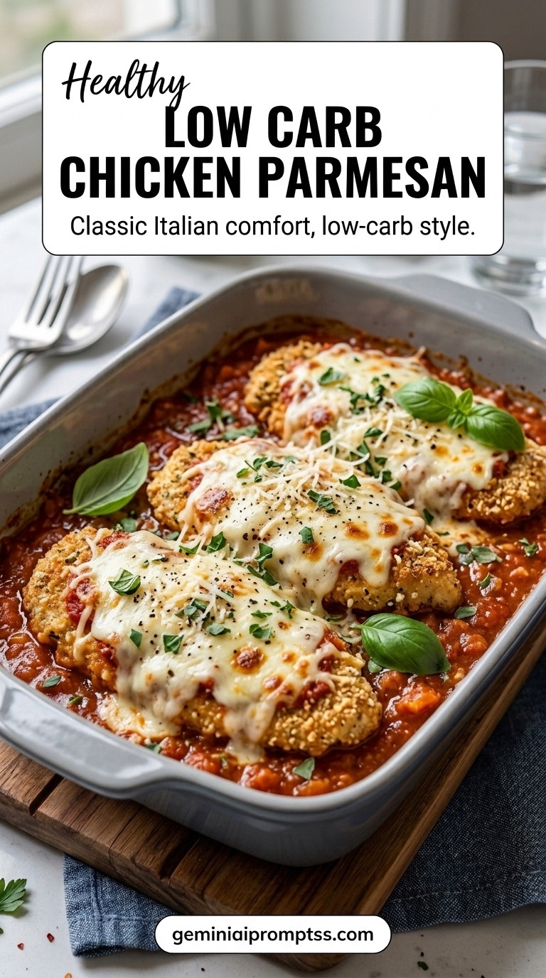 Low Carb Chicken Parmesan Recipe finished recipe with a lower-carb approach