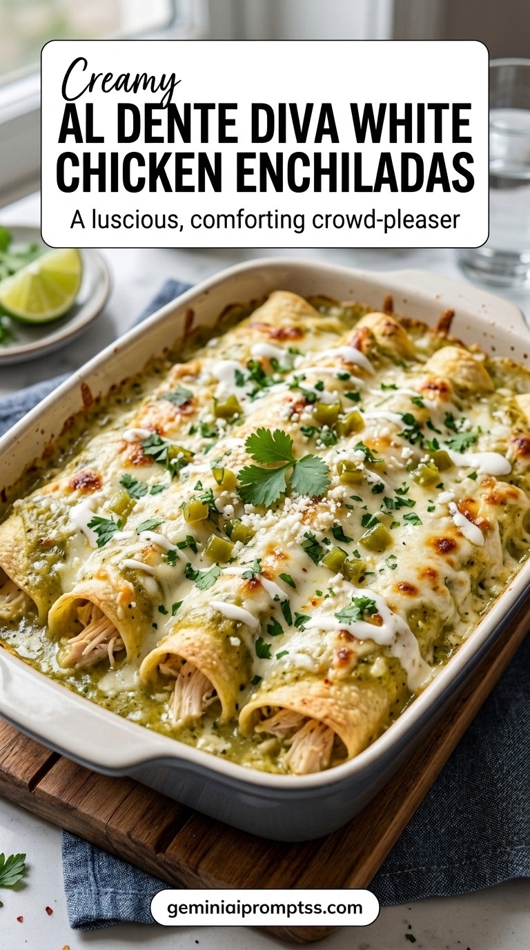 Al Dente Diva White Chicken Enchiladas finished recipe with a simple home-cooked method