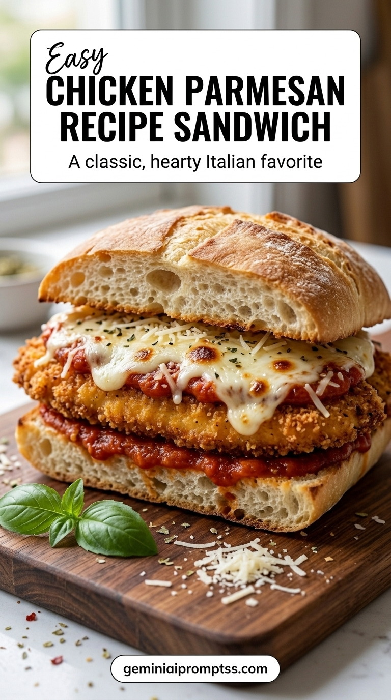 Chicken Parmesan Recipe Sandwich finished recipe with a toasted sandwich build