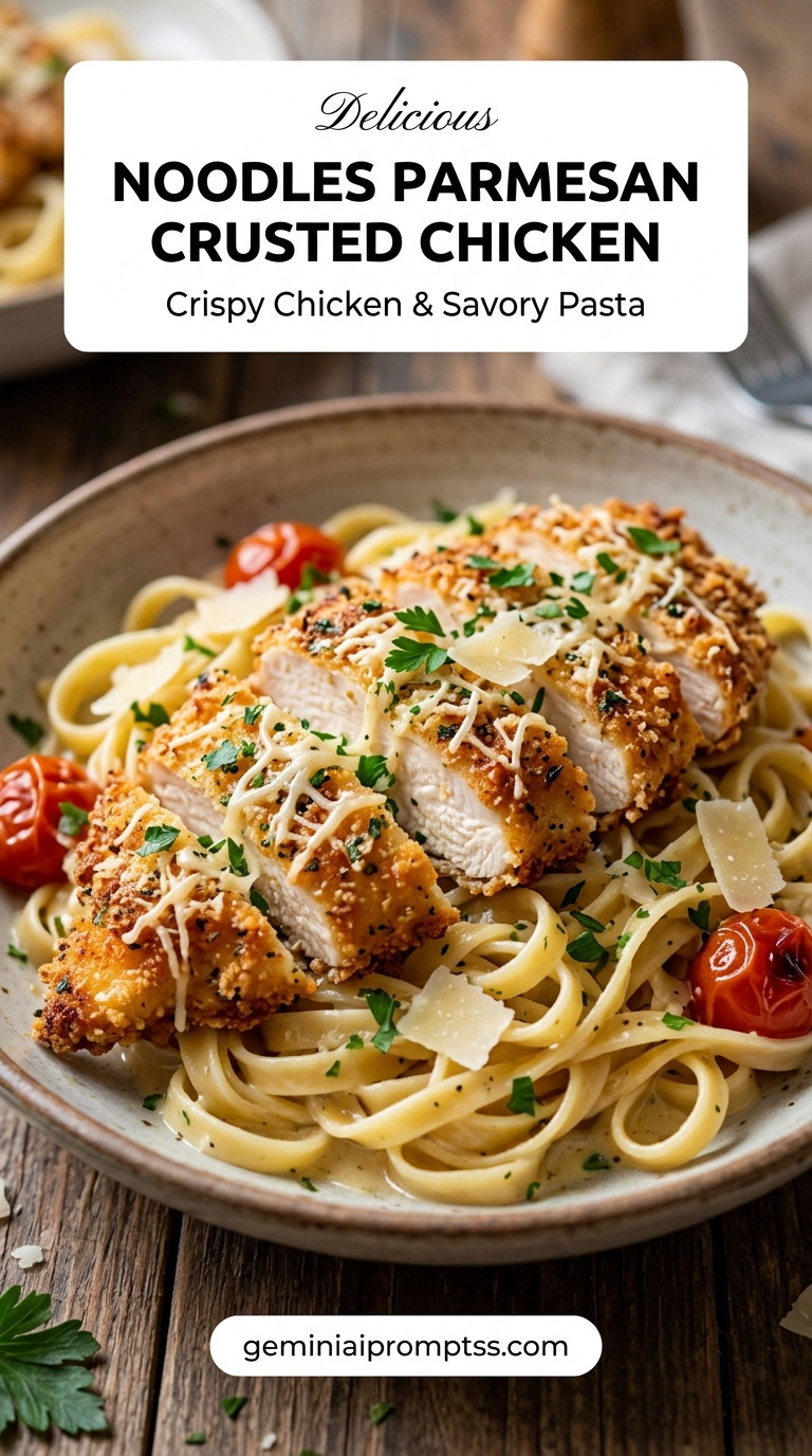 Noodles Parmesan Crusted Chicken finished recipe