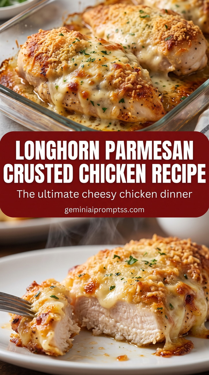 Longhorn parmesan crusted chicken recipe showing golden Parmesan-crusted chicken with a crisp browned coating