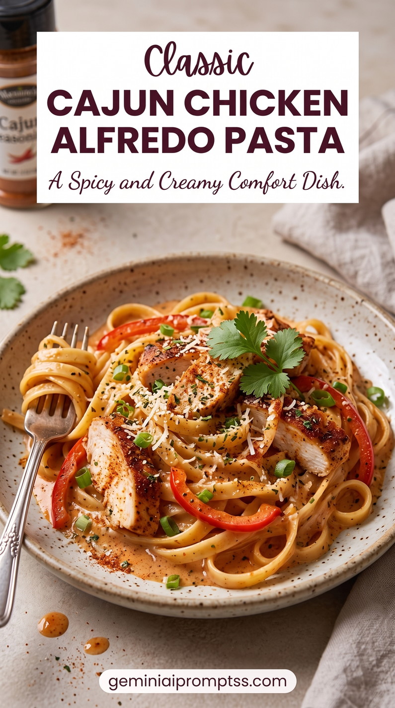 Blackened Chicken Alfredo Pasta with creamy sauce, chicken, pasta, Parmesan