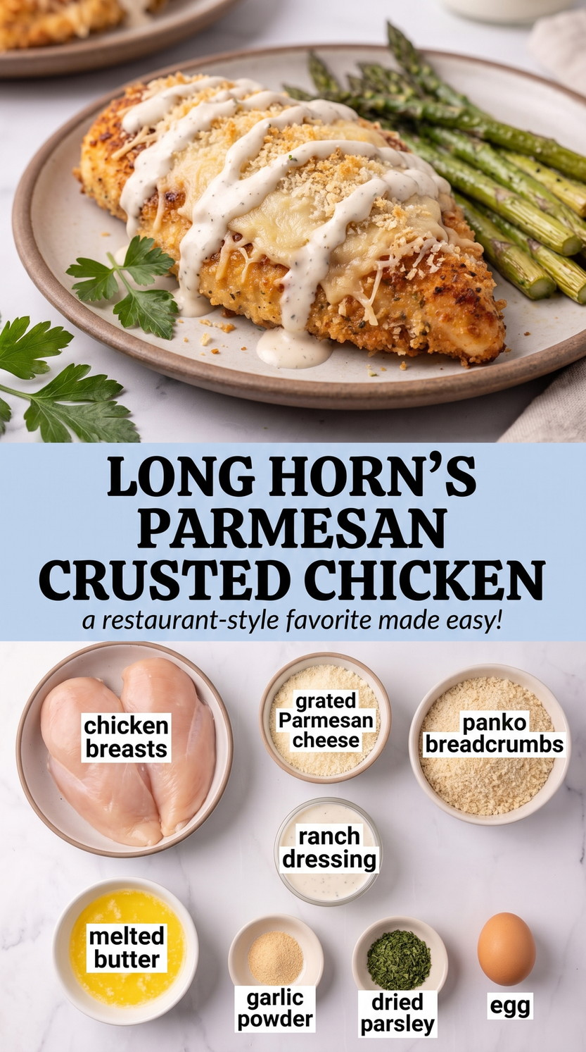 LongHorn-Style Parmesan Crusted Chicken - golden Parmesan-crusted chicken with a crisp cheesy coating