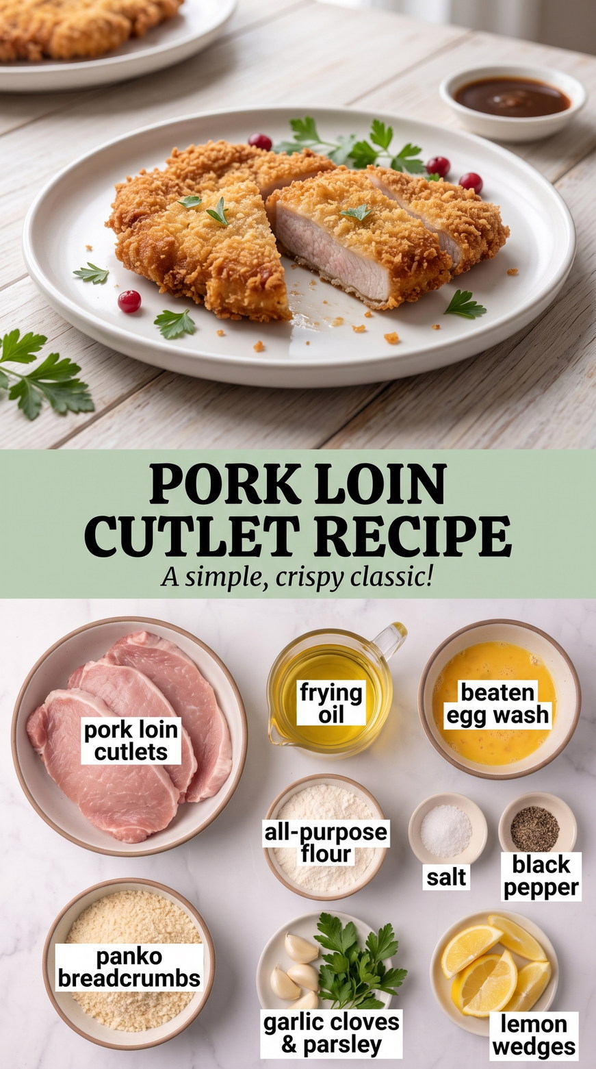 Pork Loin Cutlets with Apple-Onion Pan Sauce prepared as a finished pork loin cutlet recipe recipe with browned cutlets ready to serve