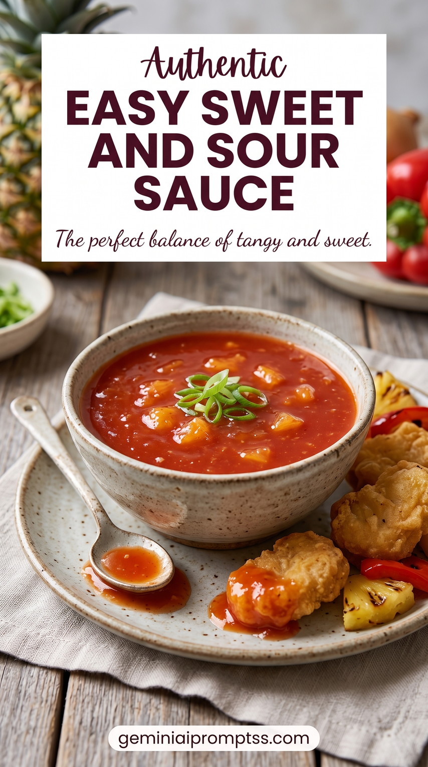 Easy sweet and sour sauce showing a simple red sauce that can be made in one saucepan and served with nuggets