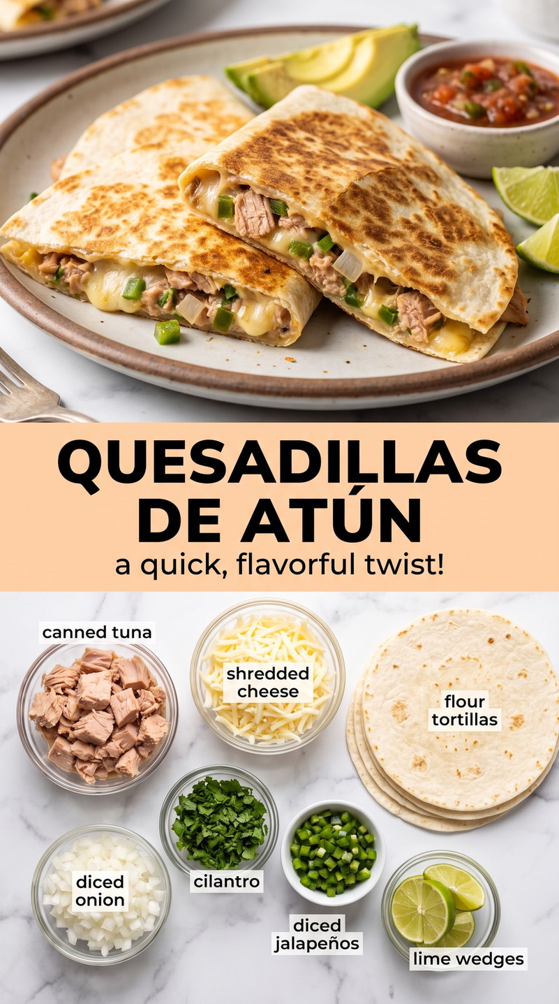 Quesadillas De Atun - golden crisp quesadilla wedges with melted cheese and a savory filling