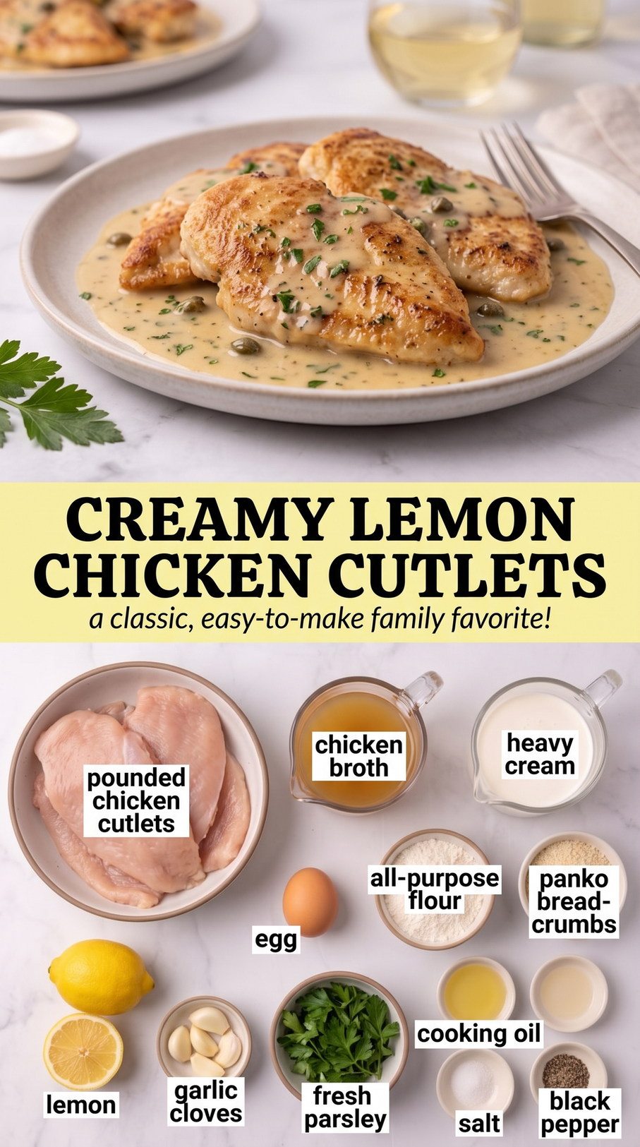 Chicken Cutlets with Mushroom Pan Sauce prepared as a finished chicken cutlet recipes with sauce recipe with browned cutlets ready to serve