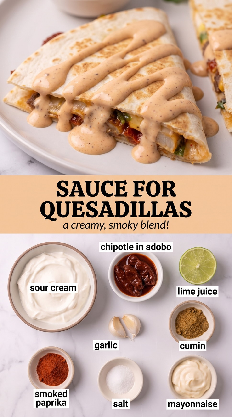 Sauce For Quesadillas - creamy smoky quesadilla sauce ready for dipping