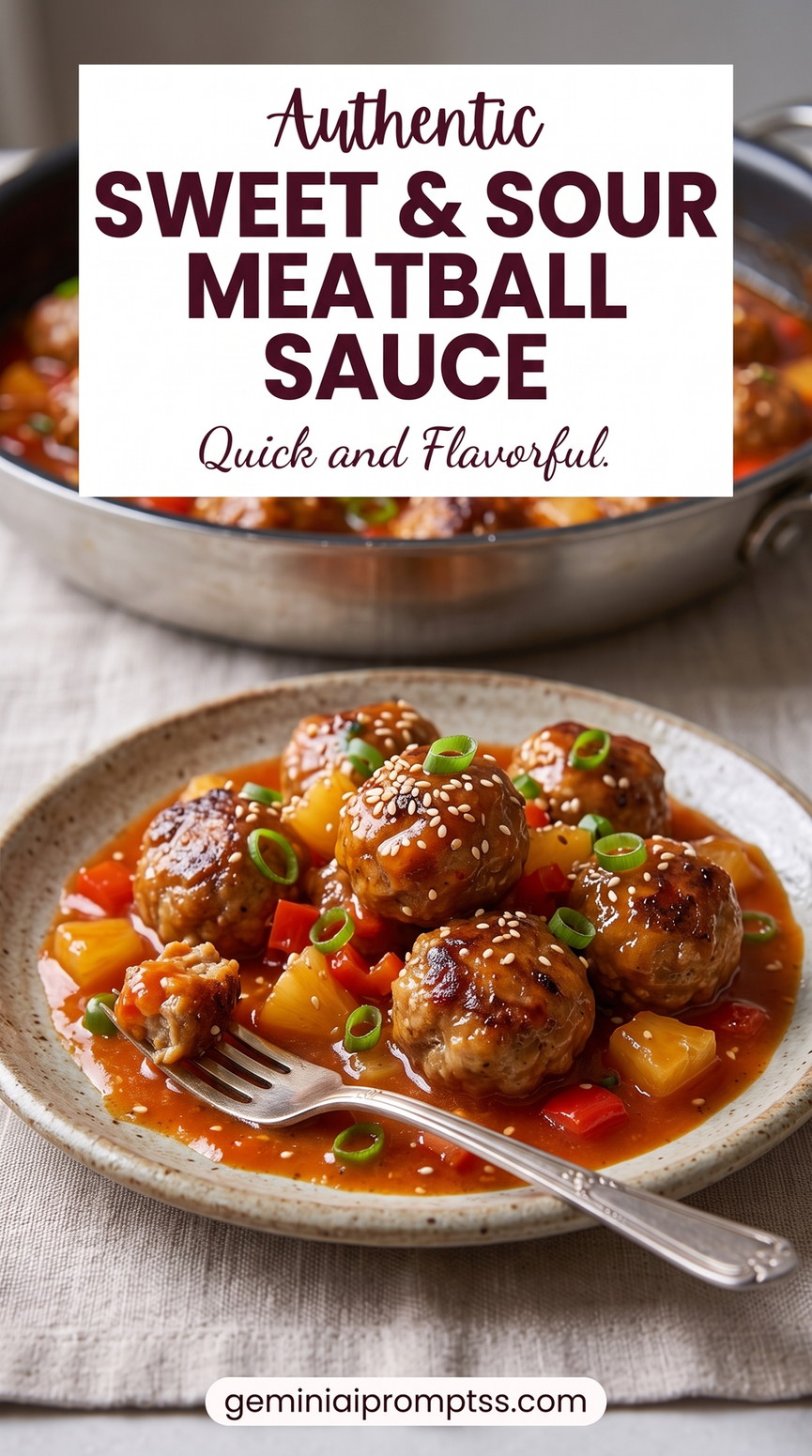 Sweet and sour meatball sauce showing a thick glaze designed to cling to browned meatballs