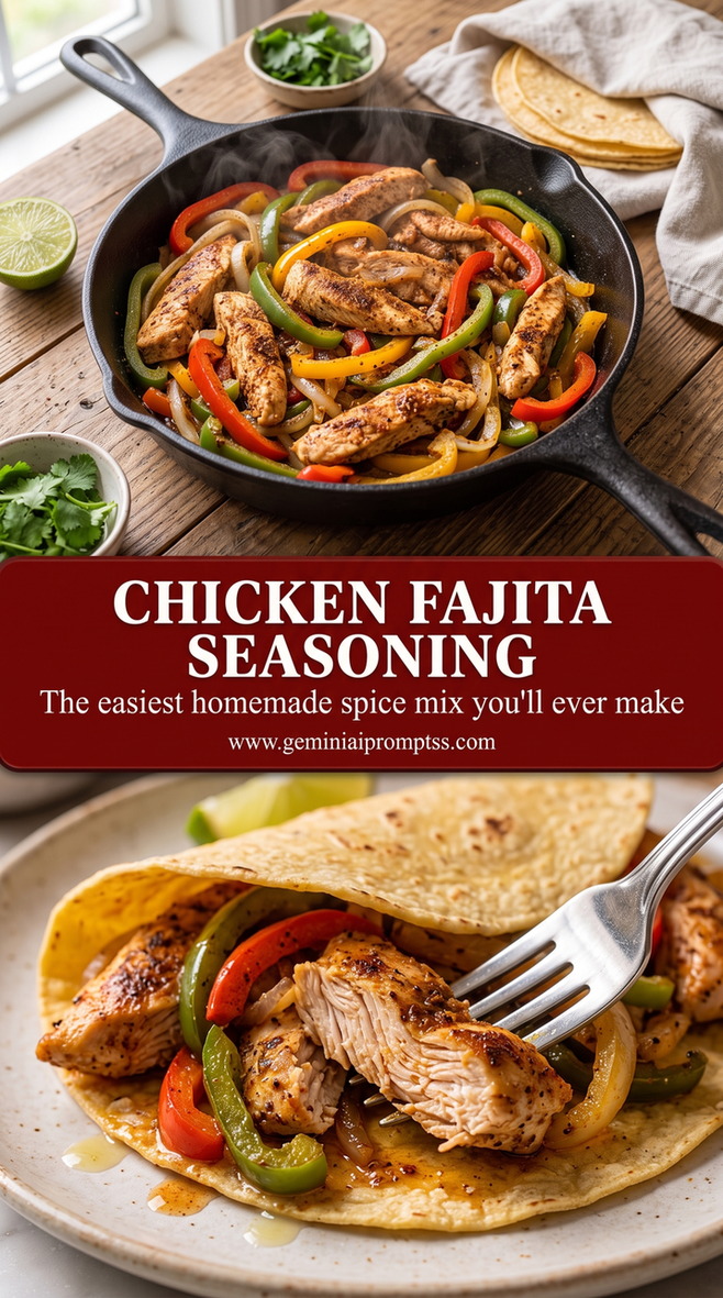 Chicken Fajita Seasoning with warm red fajita seasoning used on chicken with peppers and onions