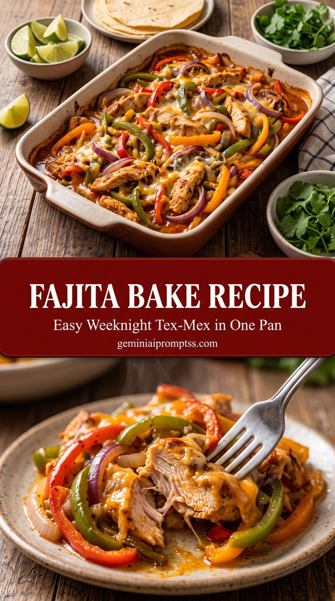 Chicken Fajita Bake with Peppers and Cheese finished dish with chicken fajita bake with peppers and cheese