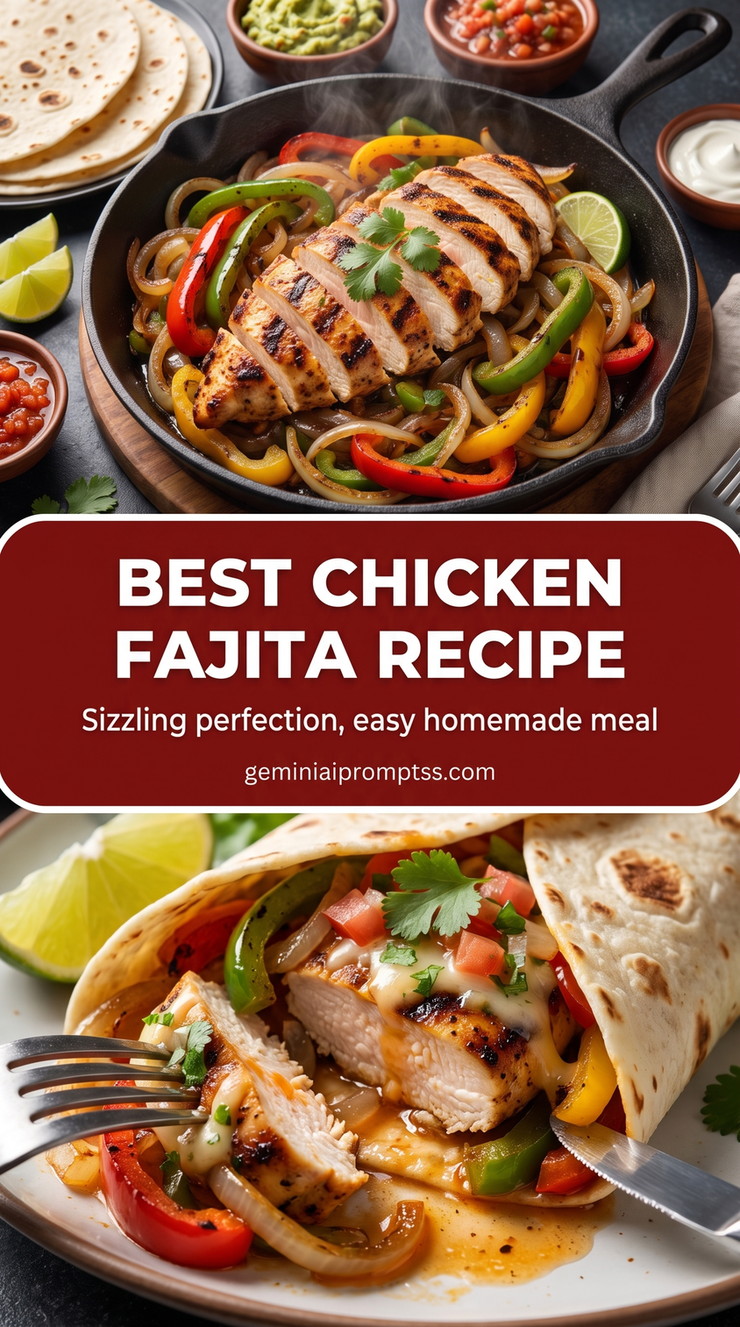 restaurant-style chicken fajitas with a citrus spice rub with charred chicken strips, sweet peppers, onions, and warm tortillas