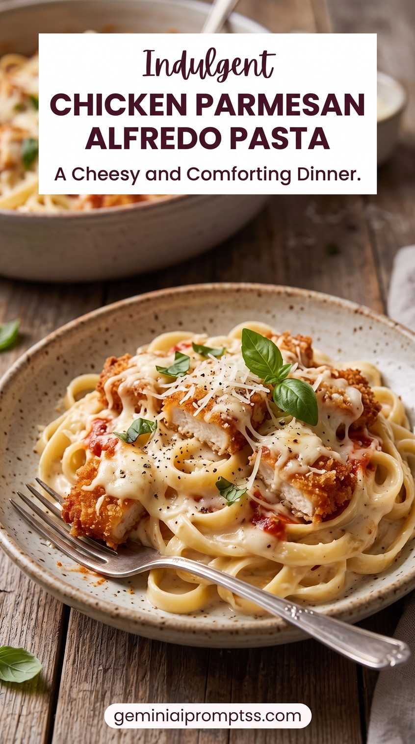 Easy Chicken Parmesan Pasta with creamy sauce, chicken, pasta, Parmesan