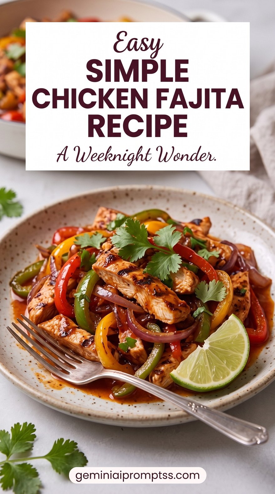 Blackstone Chicken Fajitas with chicken, bell peppers, onion, lime