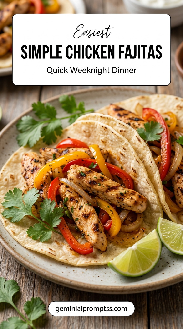 Simple Chicken Fajita Recipe finished dish with bell peppers, onion